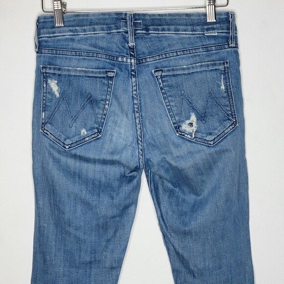 Mother Size 26 The Looker Graffiti Girl Distressed / Destroyed Skinny Blue Jeans - Picture 4 of 9